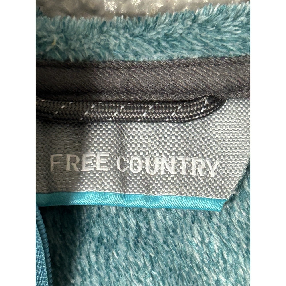 FREE COUNTRY Women's Fleece Hooded Jacket Full Zip Pockets Blue Size L Cozy - Picture 5 of 6